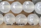 CAA5625 15 inches 6mm faceted round AB-color white agate beads