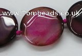 CAA563 15.5 inches 30mm faceted flat round dragon veins agate beads