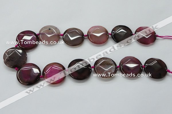 CAA563 15.5 inches 30mm faceted flat round dragon veins agate beads