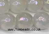 CAA5632 15 inches 10mm faceted round AB-color white agate beads