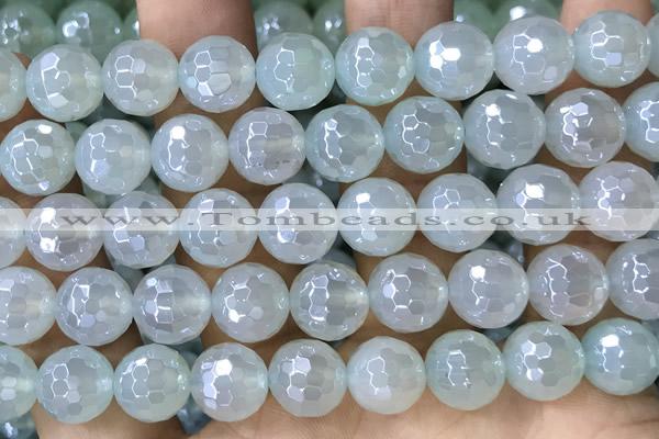 CAA5637 15 inches 10mm faceted round AB-color green agate beads