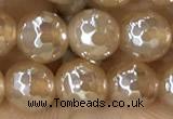 CAA5655 15 inches 6mm faceted round AB-color yellow agate beads