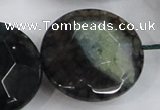 CAA566 15.5 inches 35mm faceted flat round dragon veins agate beads