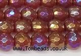 CAA5665 15 inches 6mm faceted round AB-color red agate beads
