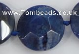 CAA567 15.5 inches 35mm faceted flat round dragon veins agate beads