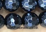 CAA5670 15 inches 6mm faceted round AB-color black agate beads