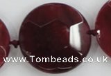 CAA568 15.5 inches 35mm faceted flat round dragon veins agate beads