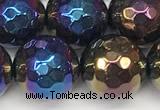 CAA5682 15 inches 10mm faceted round AB-color black agate beads