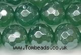 CAA5686 15 inches 8mm faceted round AB-color green agate beads