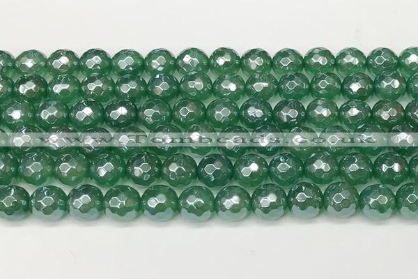 CAA5686 15 inches 8mm faceted round AB-color green agate beads