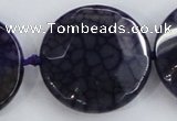 CAA569 15.5 inches 35mm faceted flat round dragon veins agate beads