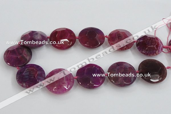 CAA570 15.5 inches 35mm faceted flat round dragon veins agate beads