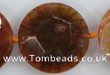 CAA571 15.5 inches 35mm faceted flat round dragon veins agate beads