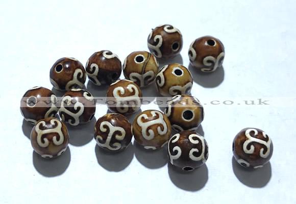 CAA5711 8mm round tibetan agate dzi beads wholesale