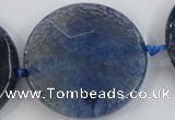 CAA573 15.5 inches 40mm faceted flat round dragon veins agate beads