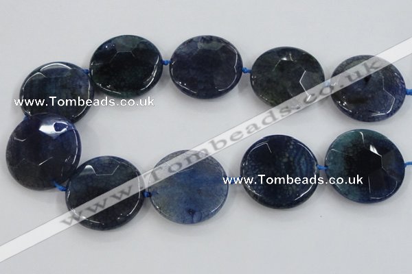 CAA573 15.5 inches 40mm faceted flat round dragon veins agate beads