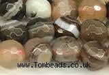 CAA5735 15 inches 6mm faceted round banded agate beads