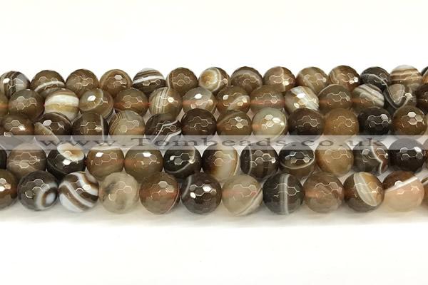 CAA5736 15 inches 8mm faceted round banded agate beads