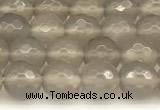 CAA5785 15 inches 6mm faceted round grey agate beads