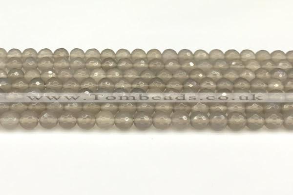 CAA5785 15 inches 6mm faceted round grey agate beads