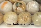 CAA5806 15 inches 8mm faceted round bamboo leaf agate beads