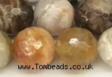 CAA5807 15 inches 10mm faceted round bamboo leaf agate beads