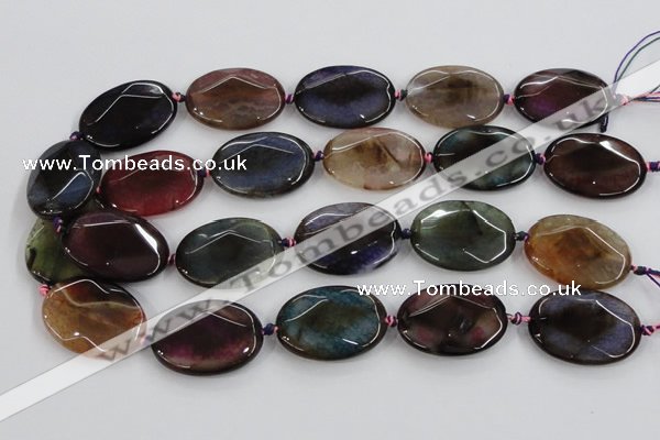 CAA581 15.5 inches 25*35mm faceted oval dragon veins agate beads