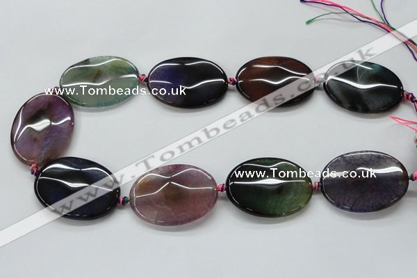 CAA582 15.5 inches 30*40mm faceted oval dragon veins agate beads