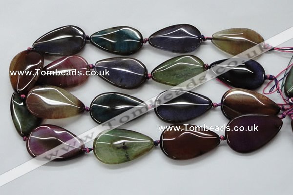 CAA588 15.5 inches 25*40mm faceted teardrop dragon veins agate beads