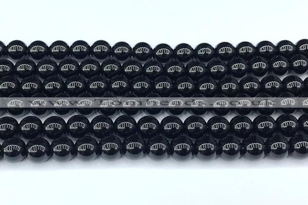 CAA5885 15 inches 8mm round black agate beads, 2mm hole