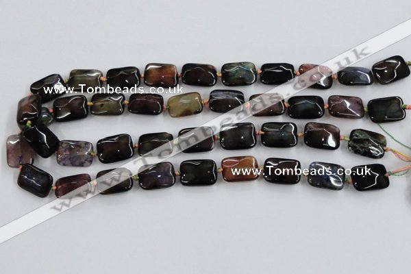 CAA589 15.5 inches 13*18mm faceted rectangle dragon veins agate beads