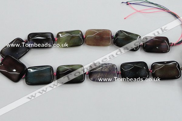 CAA590 15.5 inches 22*30mm faceted rectangle dragon veins agate beads