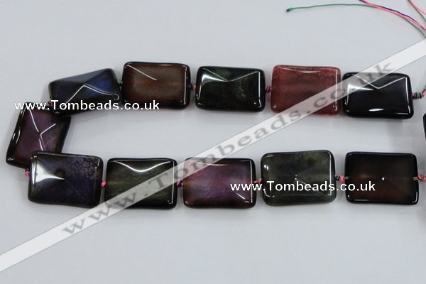 CAA591 15.5 inches 25*35mm faceted rectangle dragon veins agate beads