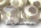 CAA5930 8mm, 10mm & 12mm faceted round AB-color tibetan agate beads