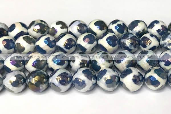 CAA5937 8mm, 10mm & 12mm faceted round AB-color tibetan agate beads