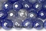 CAA5940 15 inches 6mm faceted round AB-color banded agate beads