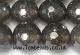 CAA5945 15 inches 10mm faceted round AB-color grey agate beads