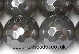 CAA5946 15 inches 12mm faceted round AB-color grey agate beads