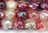 CAA5965 15 inches 6mm faceted round AB-color line agate beads