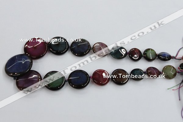 CAA597 20mm - 40mm faceted flat round dragon veins agate beads