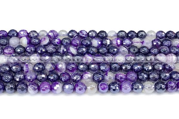 CAA5982 15 inches 6mm faceted round AB-color line agate beads