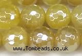 CAA5988 15 inches 8mm faceted round AB-color line agate beads