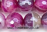 CAA5996 15 inches 8mm faceted round AB-color line agate beads