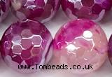 CAA5999 15 inches 14mm faceted round AB-color line agate beads