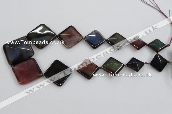 CAA600 20*20mm – 40*40mm faceted diamond dragon veins agate beads