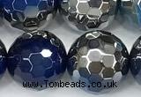 CAA6023 15 inches 12mm faceted round electroplated line agate beads