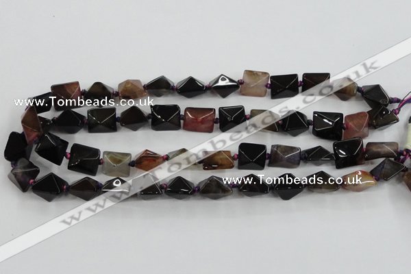 CAA603 15.5 inches 13*13*15mm pyramid dragon veins agate beads