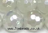 CAA6037 15 inches 12mm faceted round AB-color white agate beads