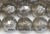 CAA6039 15 inches 8mm faceted round AB-color grey agate beads