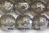 CAA6040 15 inches 10mm faceted round AB-color grey agate beads